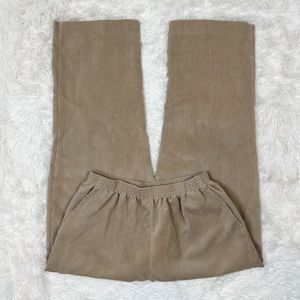 Alfred Dunner tan corduroy cropped pants elastic waist wide leg high rise
